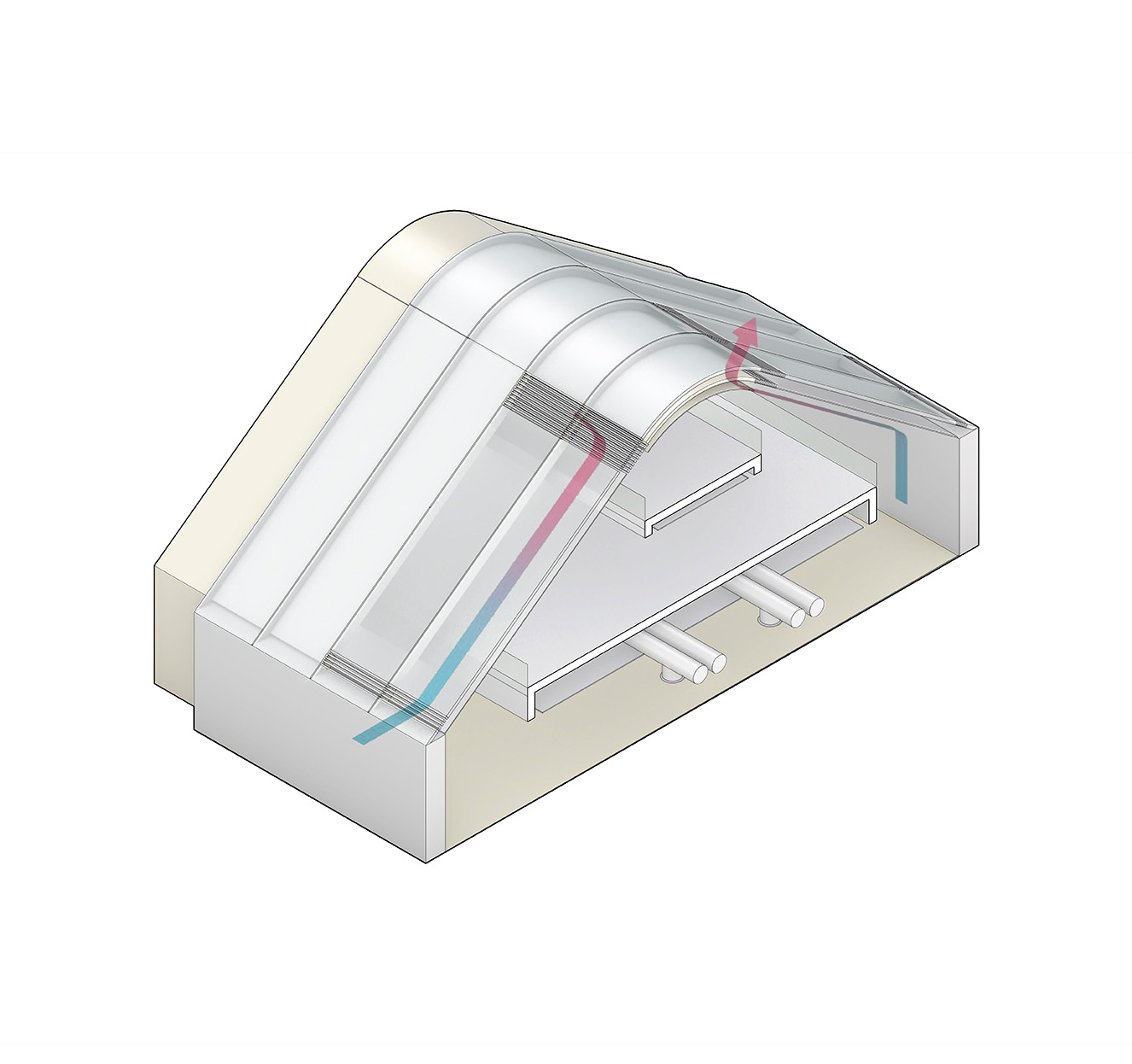 Diagramma assonometrico bioclimatico per progetto sostenibile dello studio di architettura BFSA Parma